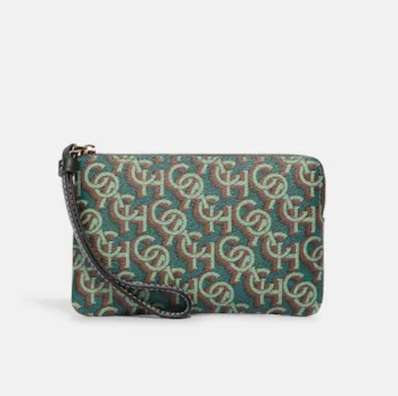 🆕️ NWT COACH Corner Zip Wristlet With Coach Monogram Print 🆕️ - Picture 1 of 4